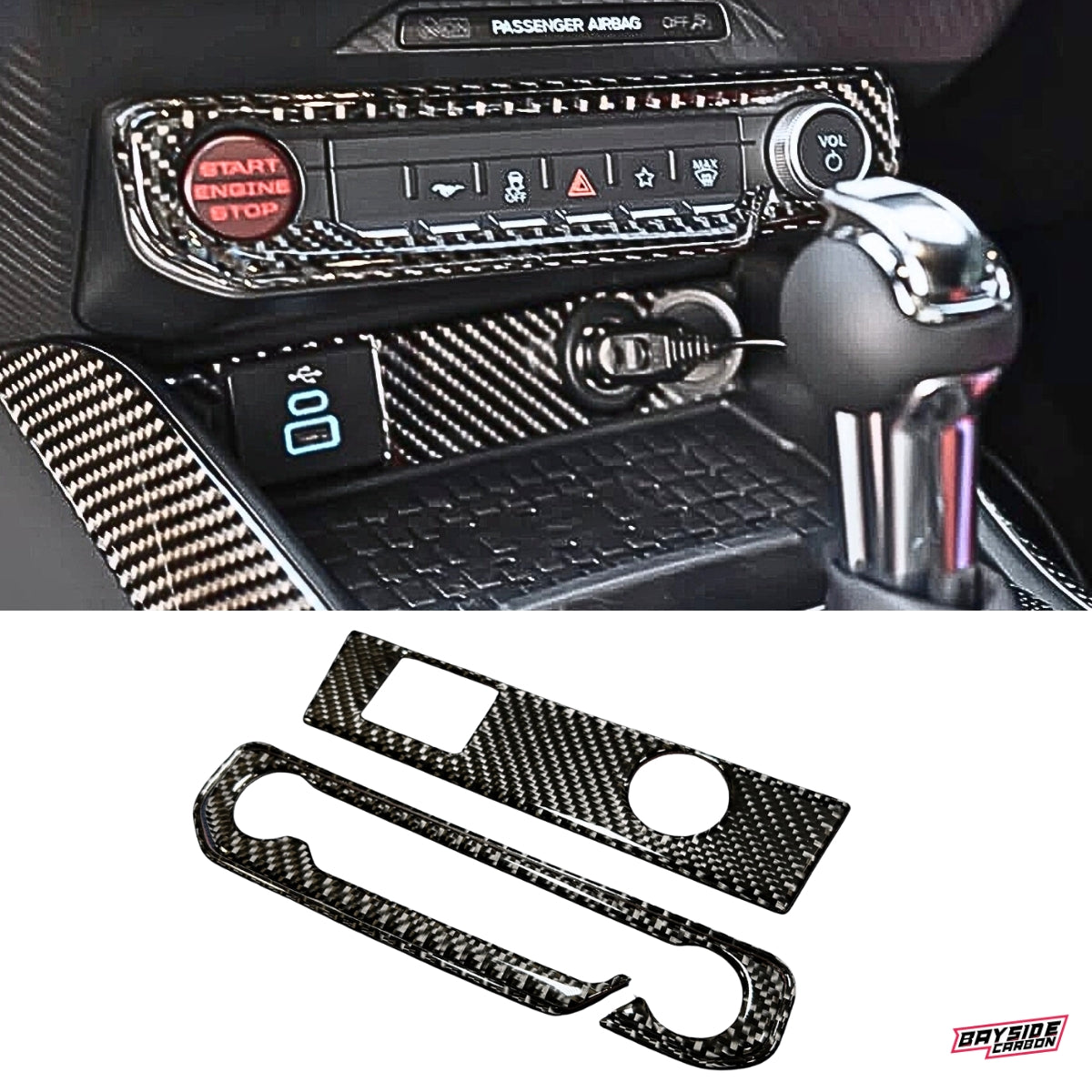 2024+ Ford Mustang Carbon Fiber 12 Volt/Start Button Trim