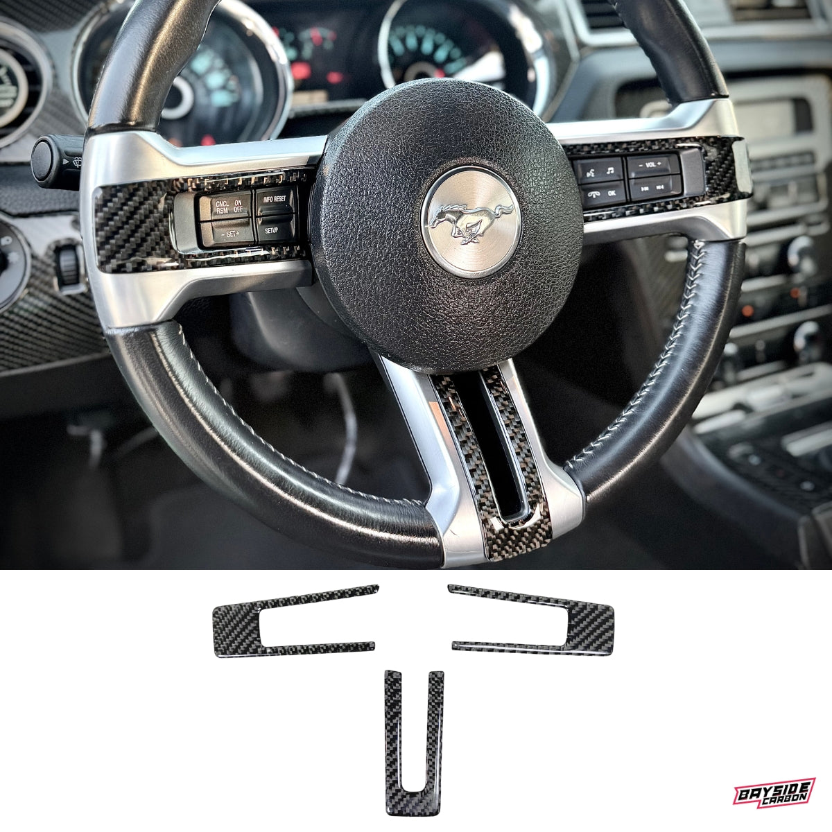 2010-2014 Mustang Carbon Fiber Steering Wheel Trim