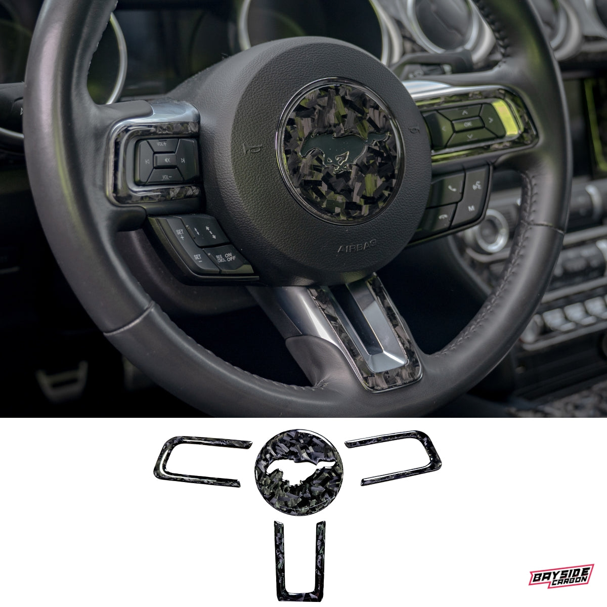 2015+ Mustang Carbon Fiber Steering Wheel Trim