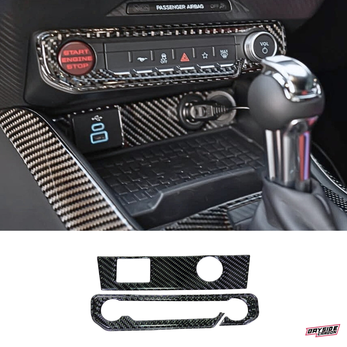 2024+ Ford Mustang Carbon Fiber 12 Volt/Start Button Trim