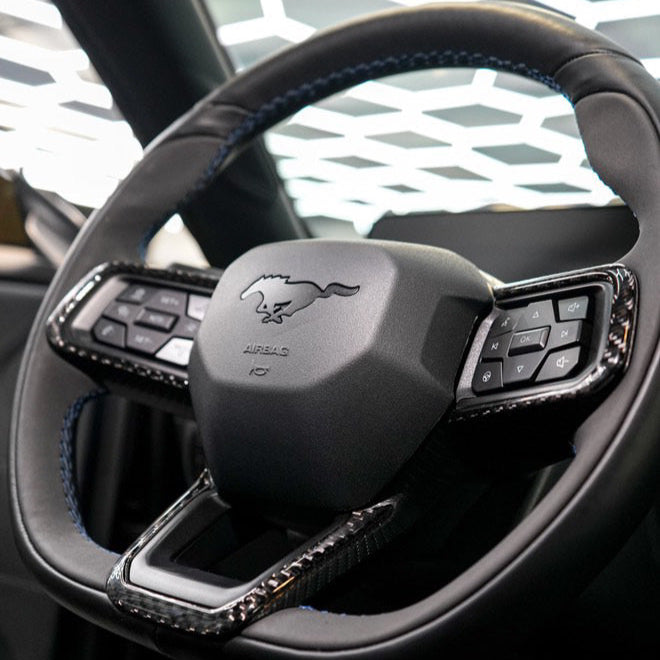 2024+ Mustang Carbon Fiber Steering Wheel Trim