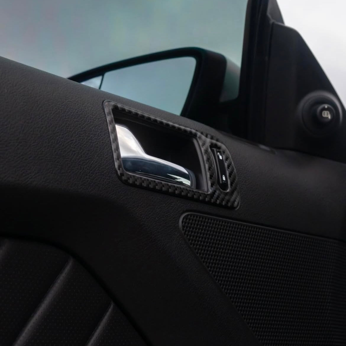 2010-2014 Carbon Fiber Interior Door Handle Trim Overlay