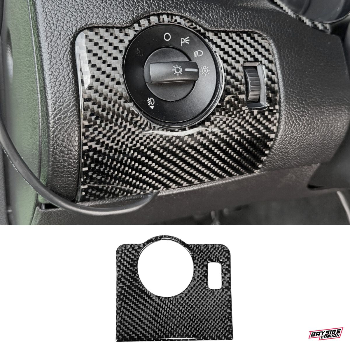 2010-2014 Carbon Fiber Headlight Control Overlay