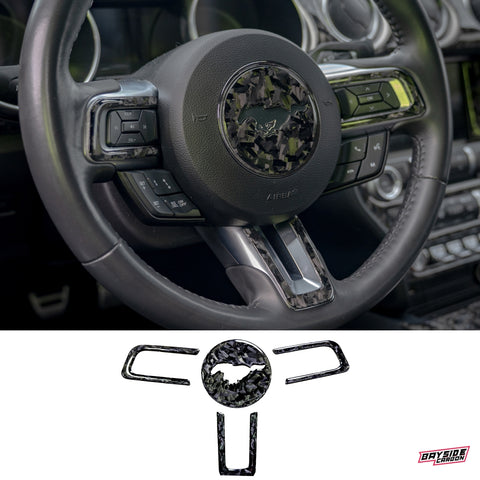 2015+ Mustang Carbon Fiber Steering Wheel Trim