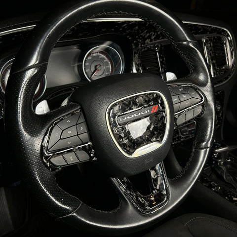 2015+ Charger Carbon Fiber Steering Wheel Trim